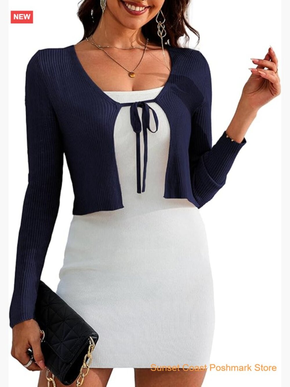 Women's Knitwear Shrug Bolero Cardigan Open Front Cropped Long Sleeve Tie Front